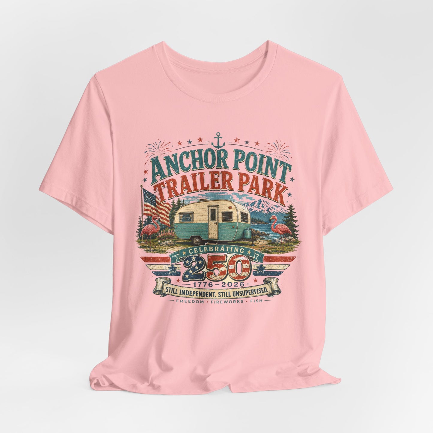 Trailer Park Reunion T‑Shirt — 'Anchor Point Trailer Park' Vintage Camper 250th Anniversary Tee