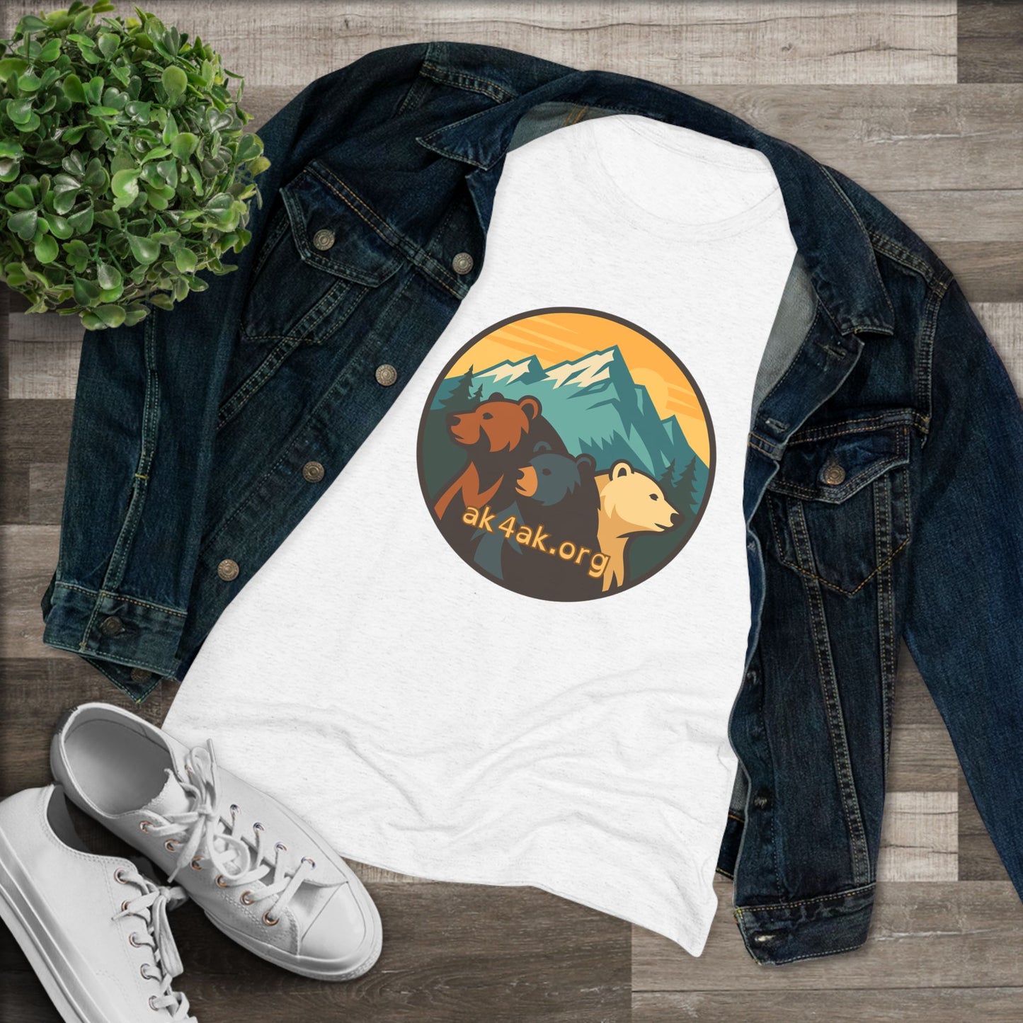 Women's Triblend Tee — Vintage Mountain Bears Graphic (AK4AK)