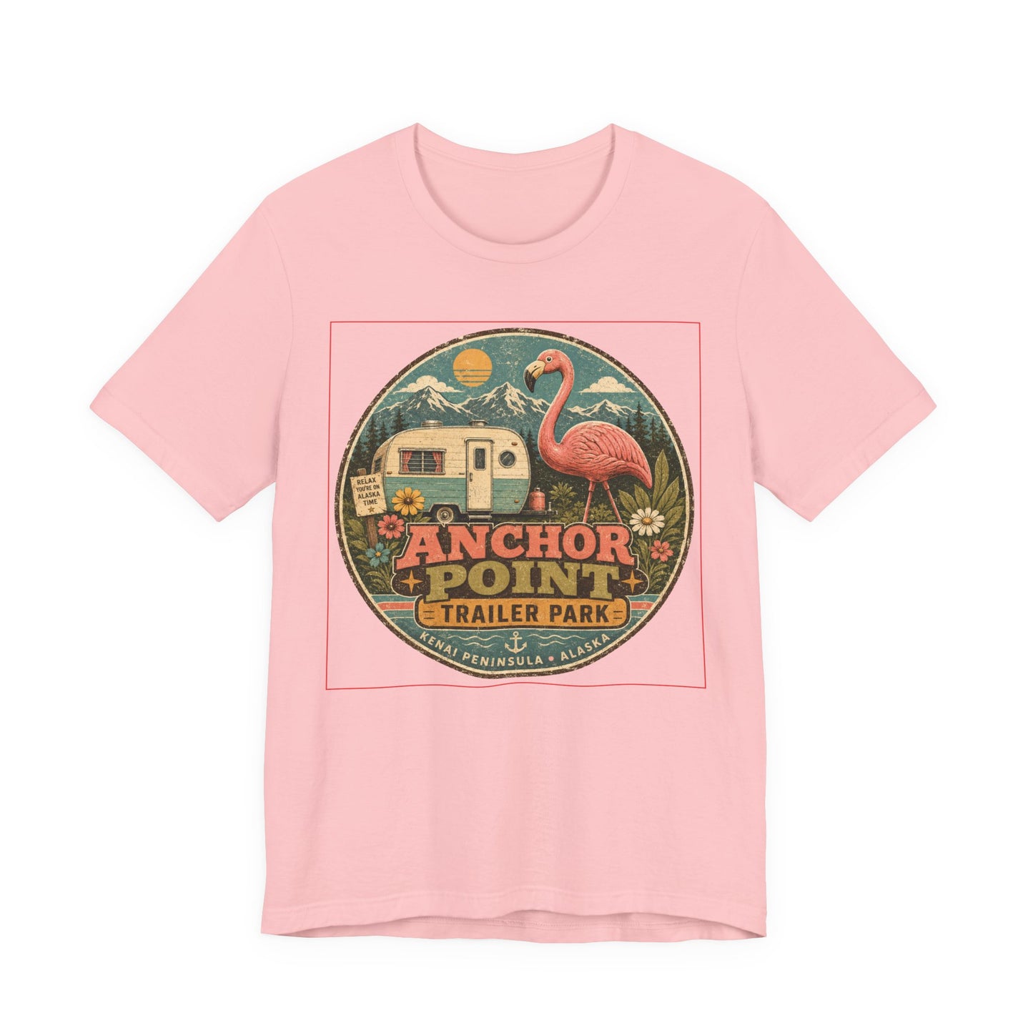 Anchor Point Trailer Park T-Shirt – Retro Flamingo Camper Vintage Camp Tee