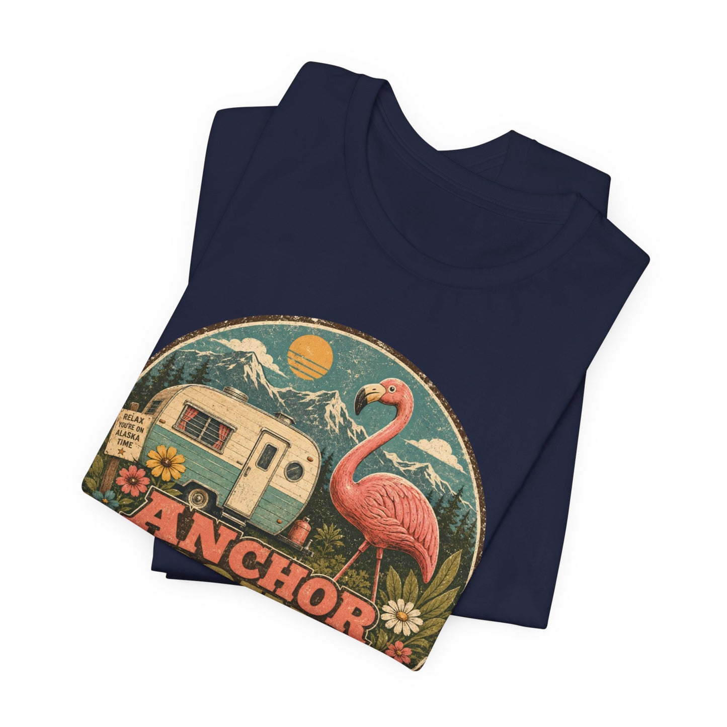 Anchor Point Trailer Park T-Shirt – Retro Flamingo Camper Vintage Camp Tee