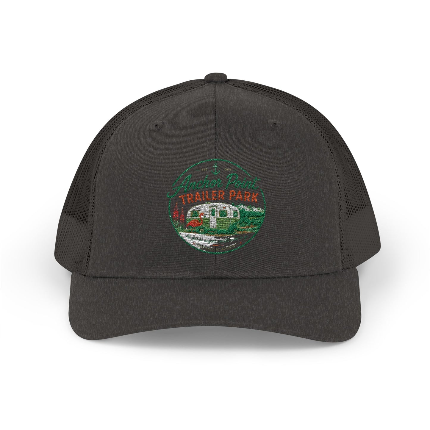 Trailer Park Snapback Trucker Cap — Anchor Point Vintage RV Patch Hat
