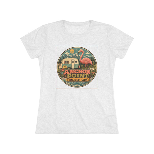 Anchor Point Trailer Park Flamingo Tee — Vintage Camper Graphic Women's T-Shirt