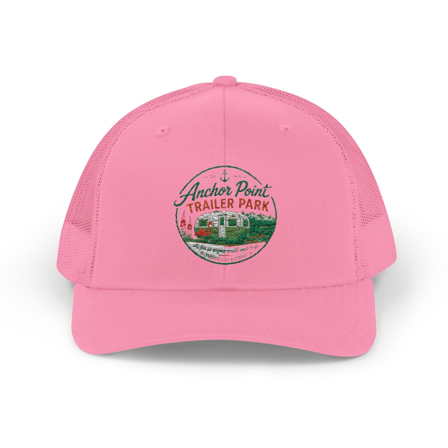 Trailer Park Snapback Trucker Cap — Anchor Point Vintage RV Patch Hat