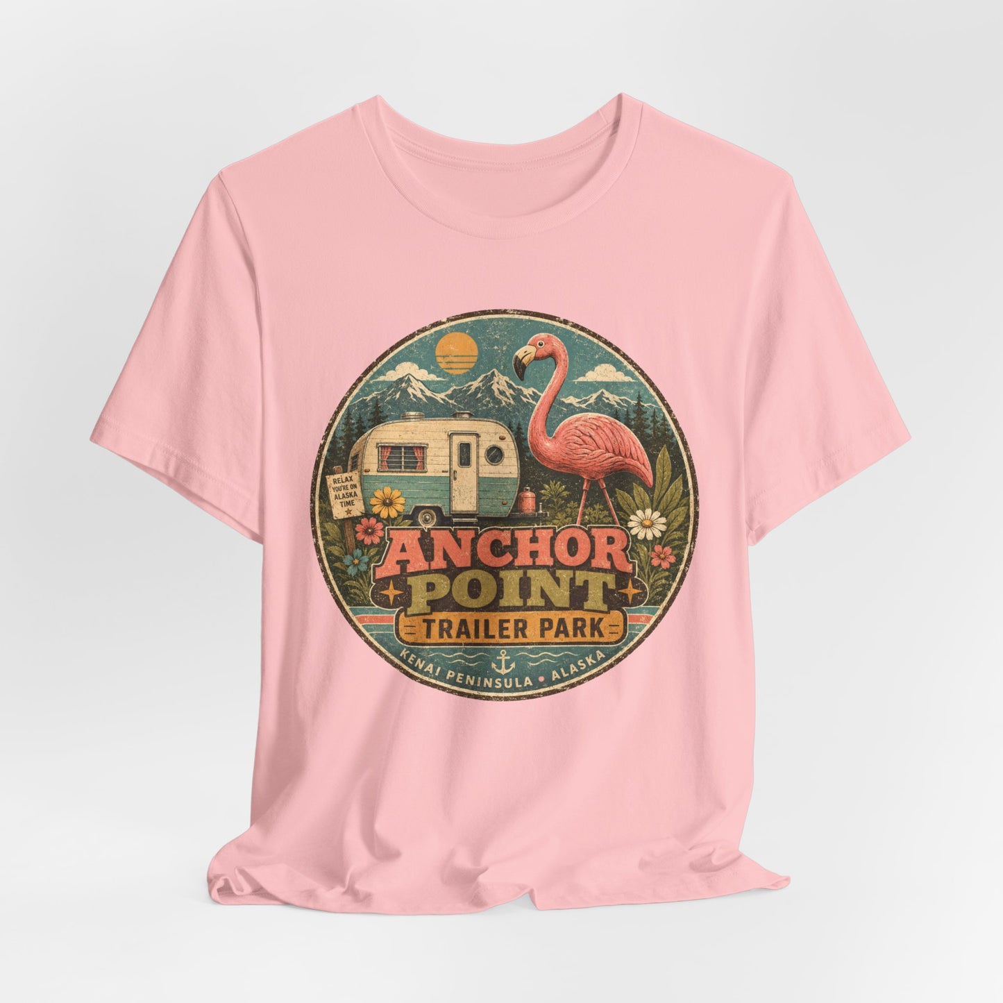 Anchor Point Trailer Park T-Shirt – Retro Flamingo Camper Vintage Camp Tee