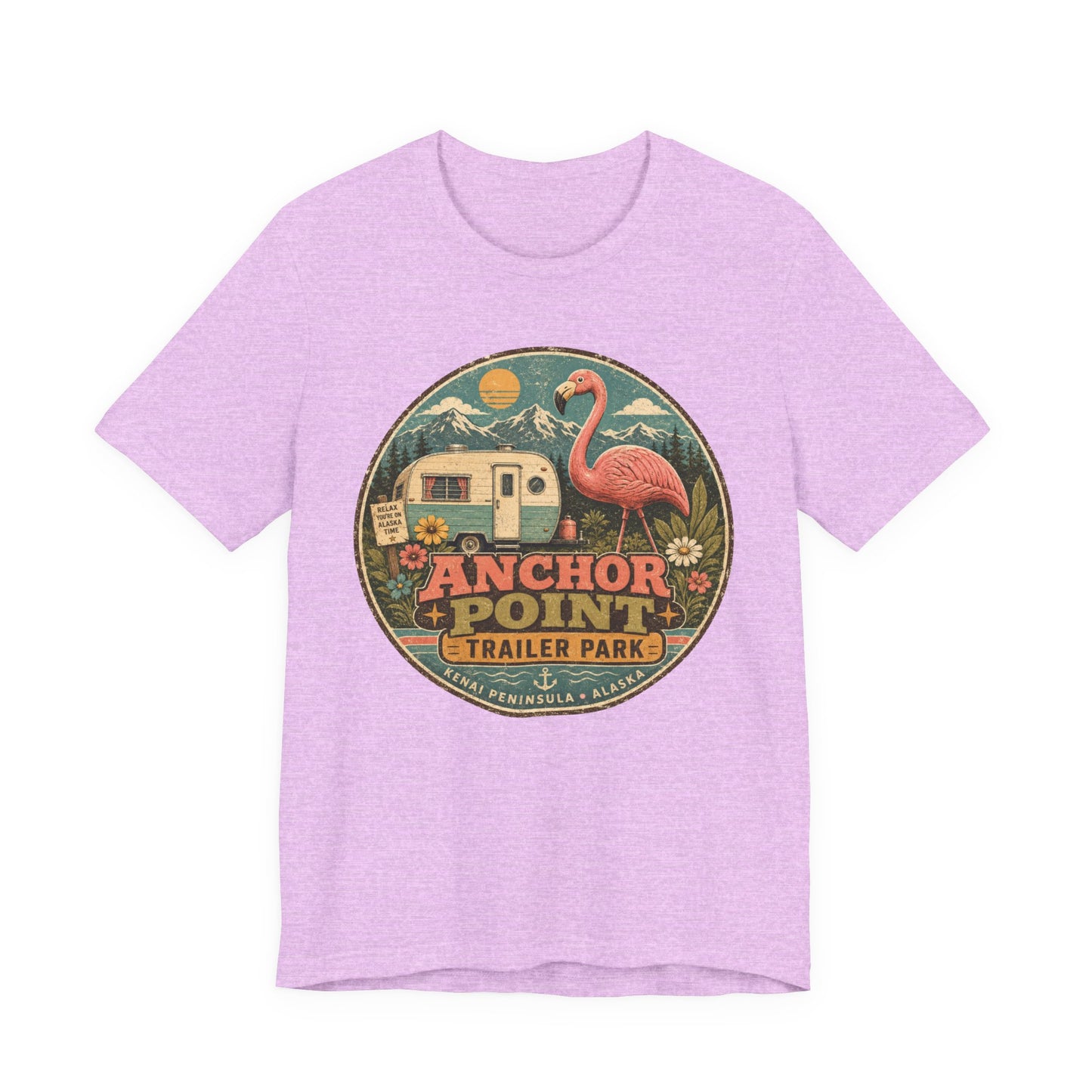 Anchor Point Trailer Park T-Shirt – Retro Flamingo Camper Vintage Camp Tee