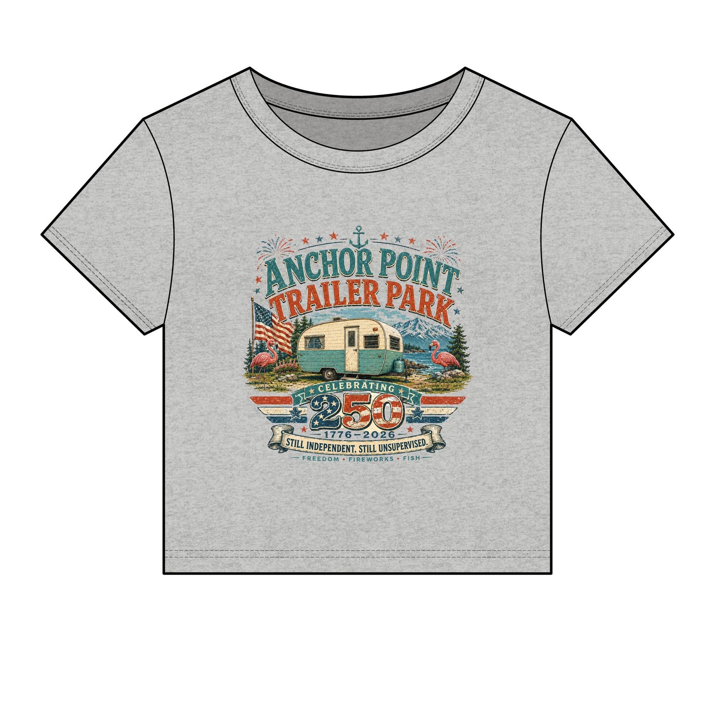 Retro Trailer Park Crop Tee – "Anchor Point Trailer Park" Graphic Women's Baby Tee