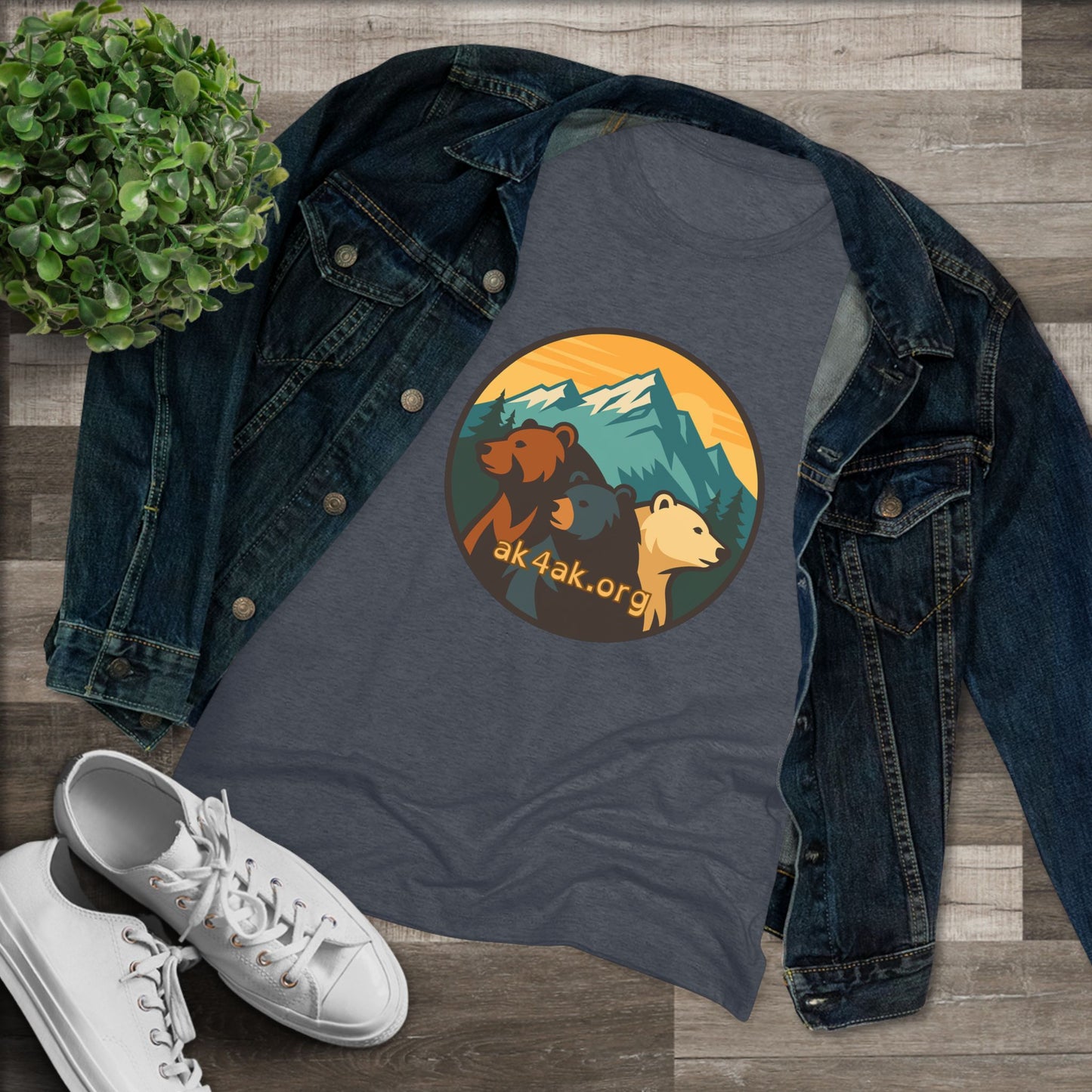 Women's Triblend Tee — Vintage Mountain Bears Graphic (AK4AK)