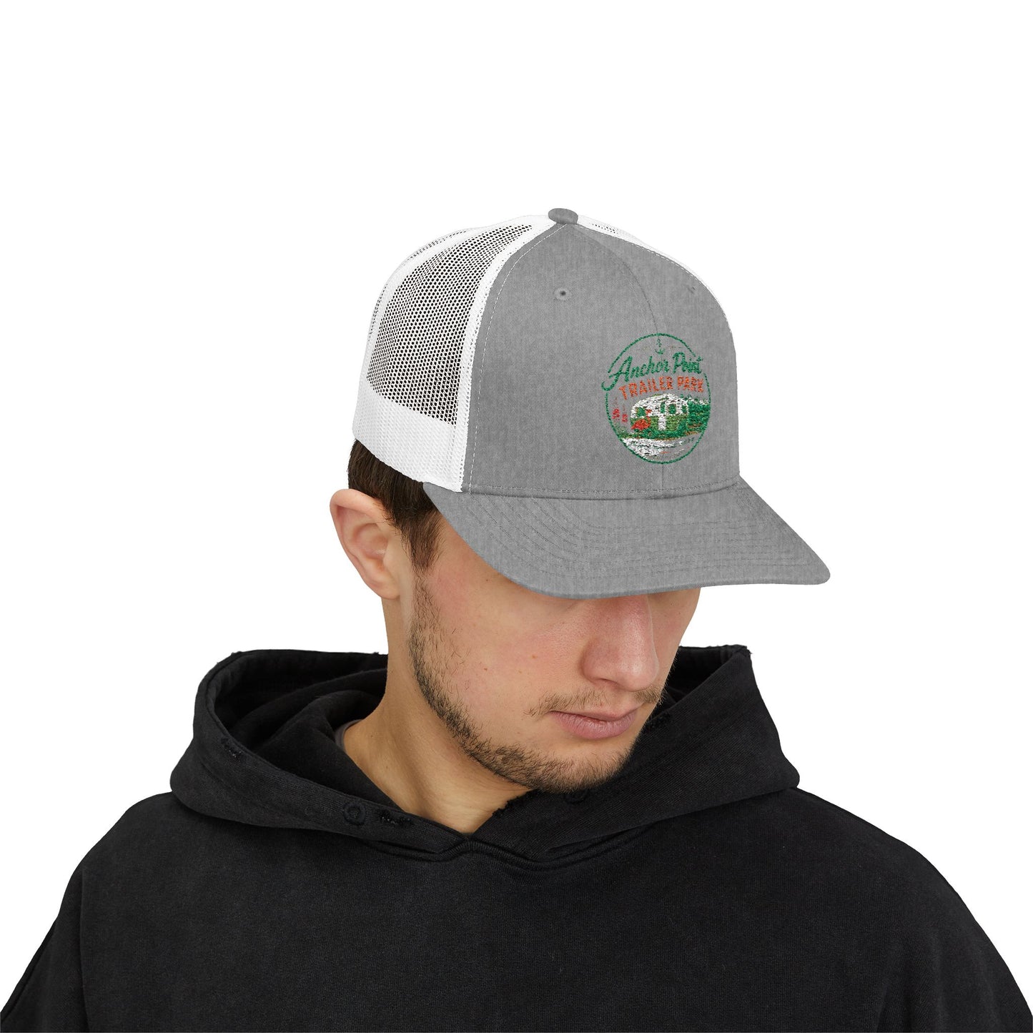 Trailer Park Snapback Trucker Cap — Anchor Point Vintage RV Patch Hat