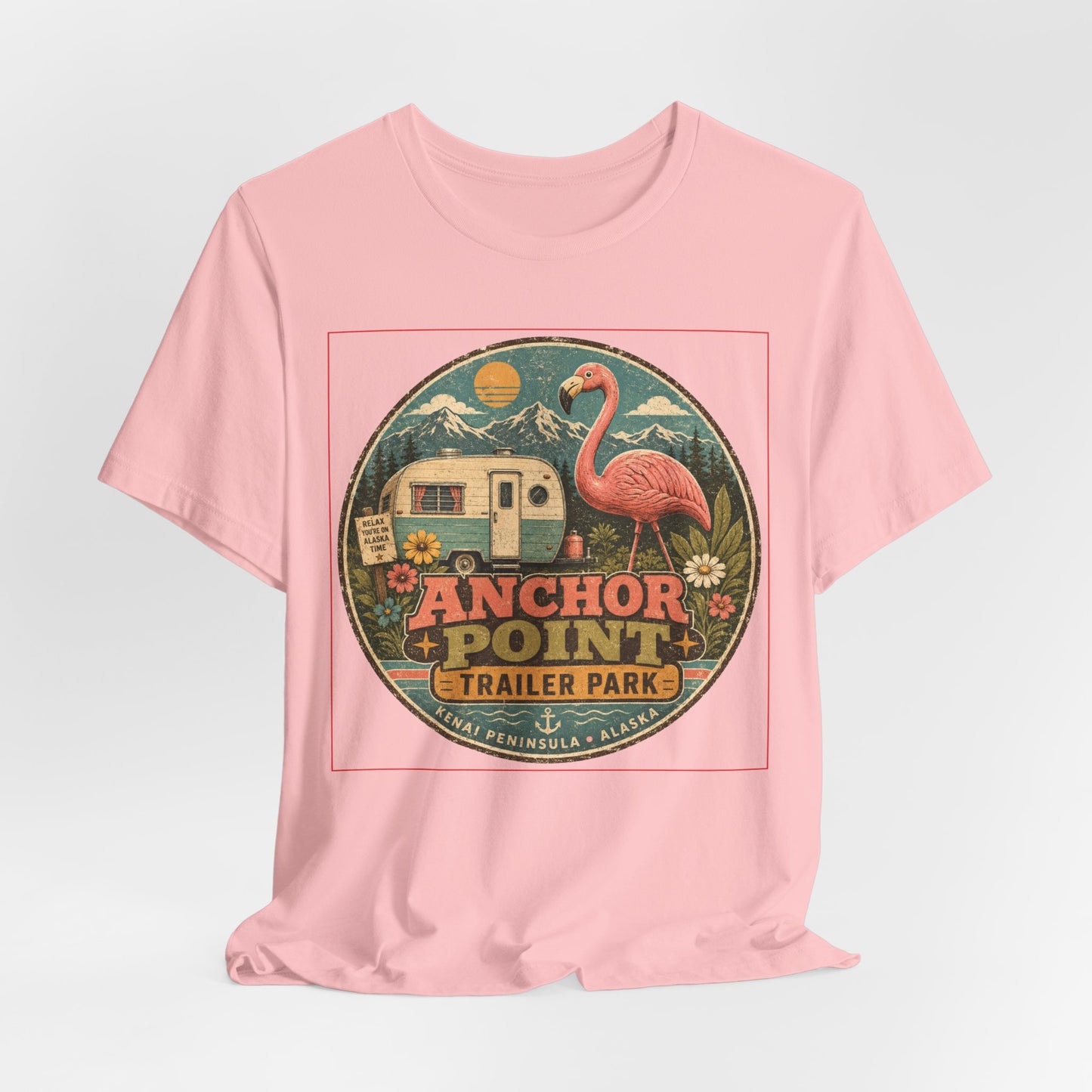 Anchor Point Trailer Park T-Shirt – Retro Flamingo Camper Vintage Camp Tee