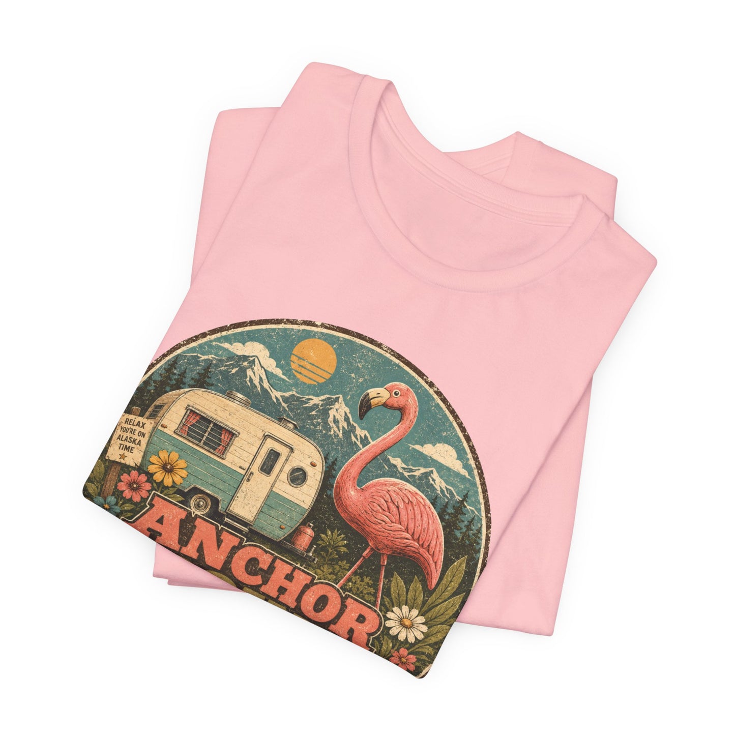 Anchor Point Trailer Park T-Shirt – Retro Flamingo Camper Vintage Camp Tee
