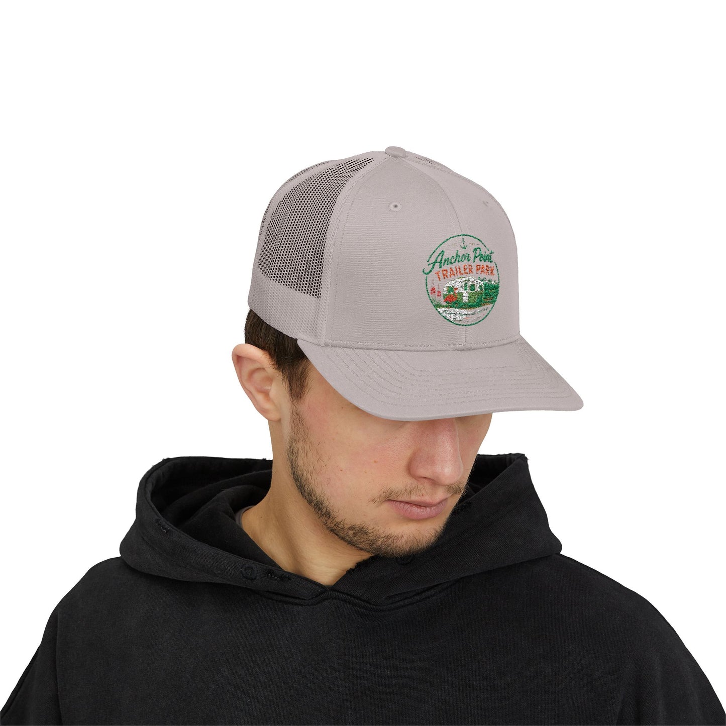 Trailer Park Snapback Trucker Cap — Anchor Point Vintage RV Patch Hat