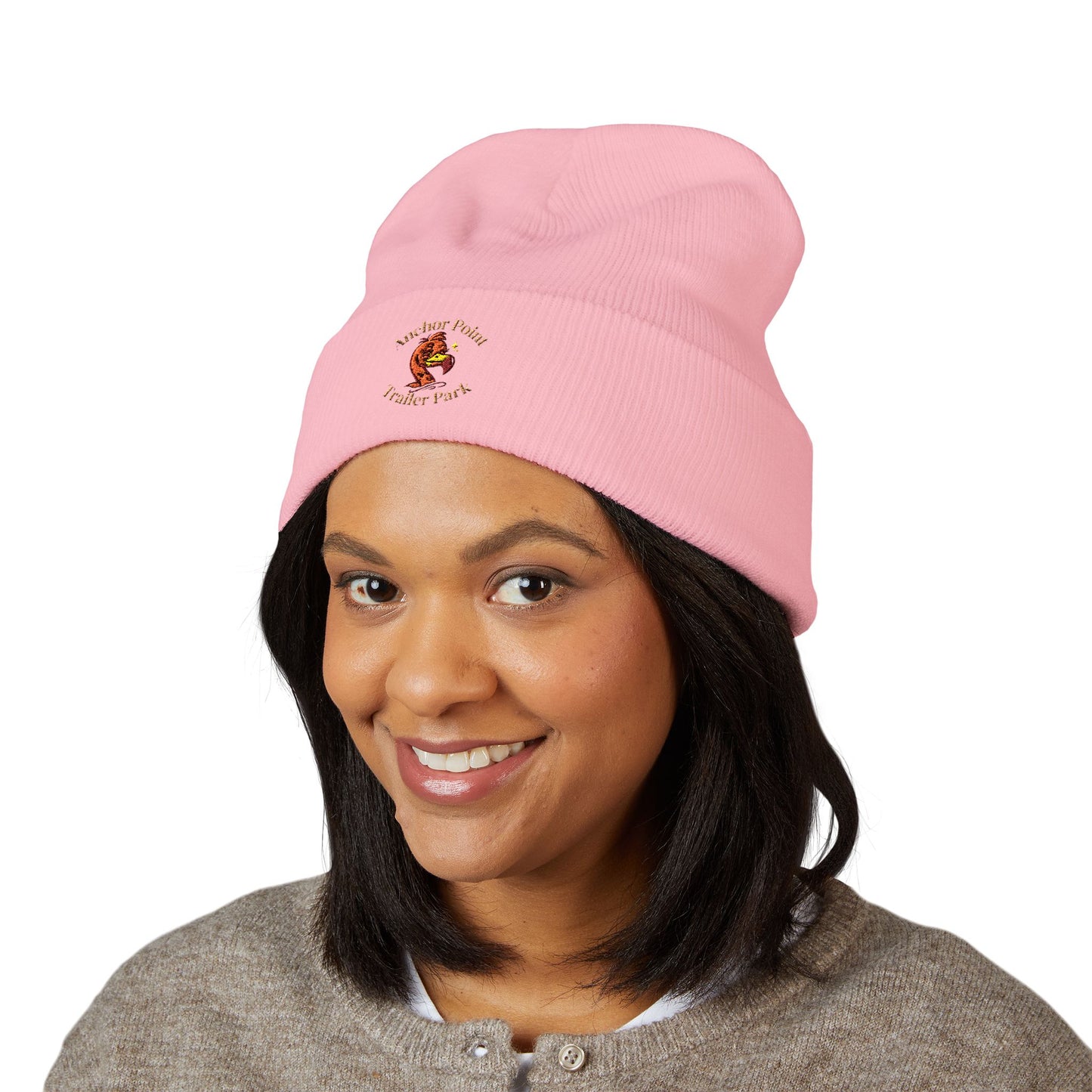 Embroidered Flamingo Logo Cuffed Beanie
