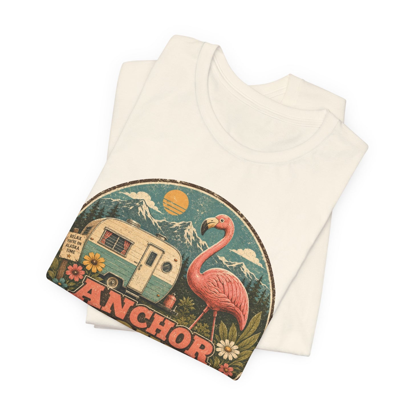 Anchor Point Trailer Park T-Shirt – Retro Flamingo Camper Vintage Camp Tee