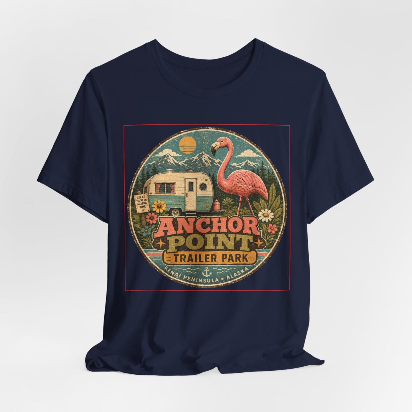 Anchor Point Trailer Park T-Shirt – Retro Flamingo Camper Vintage Camp Tee