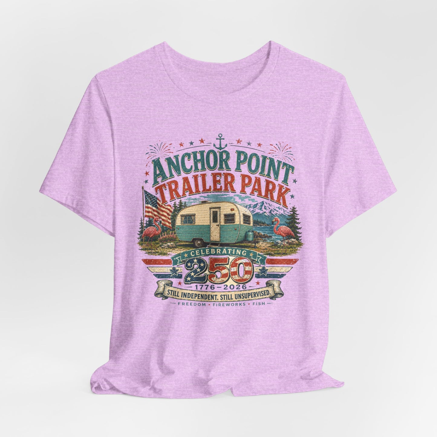 Trailer Park Reunion T‑Shirt — 'Anchor Point Trailer Park' Vintage Camper 250th Anniversary Tee