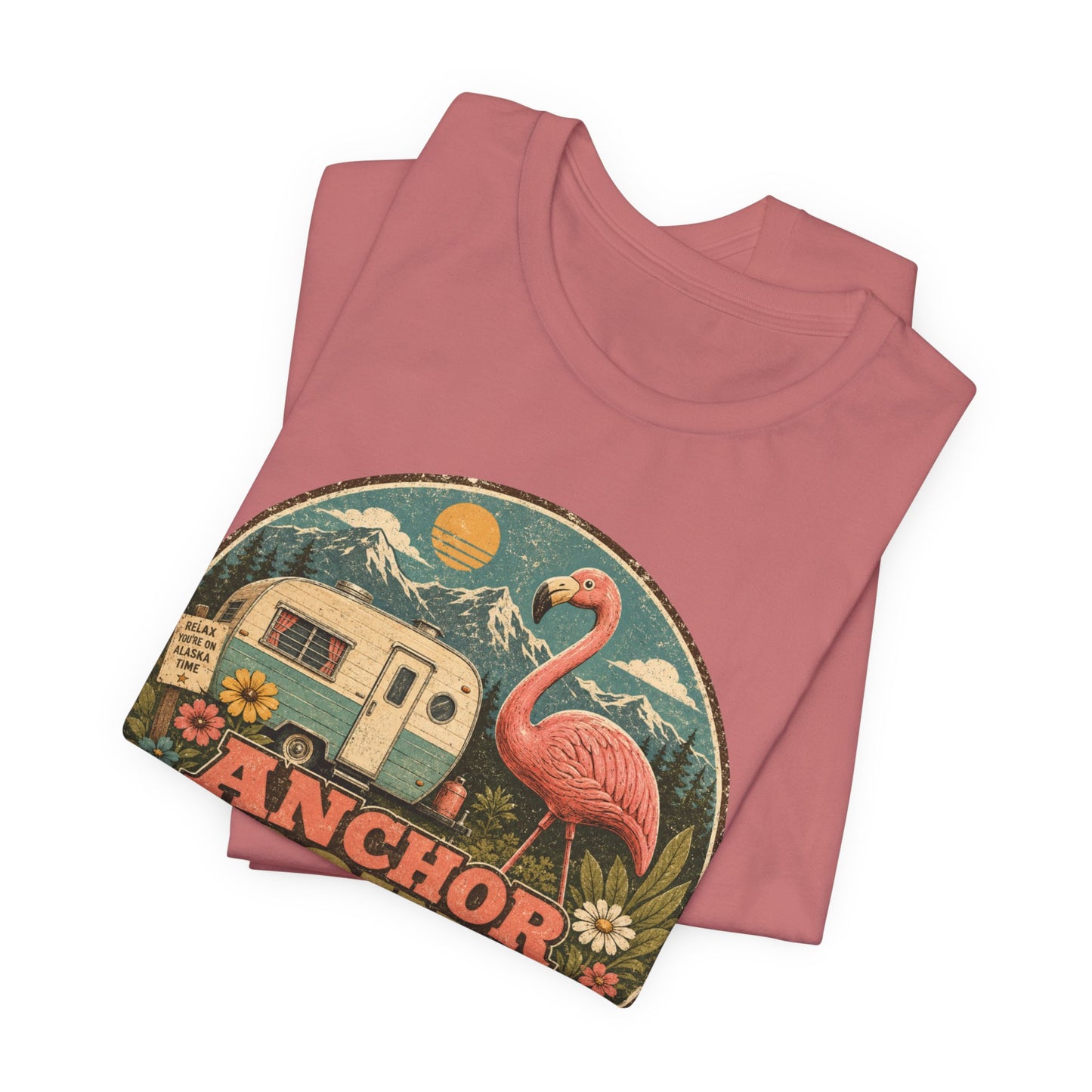 Anchor Point Trailer Park T-Shirt – Retro Flamingo Camper Vintage Camp Tee