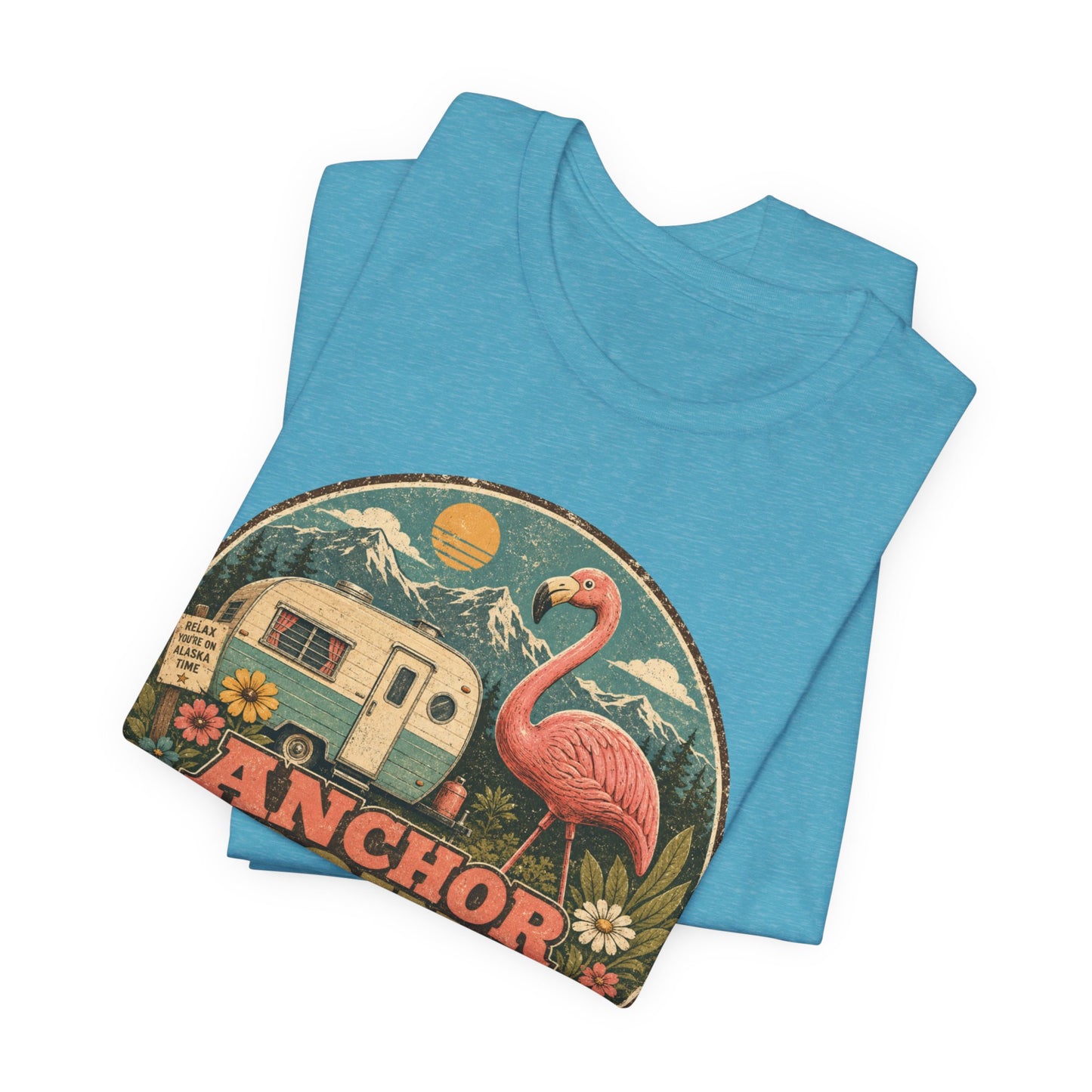 Anchor Point Trailer Park T-Shirt – Retro Flamingo Camper Vintage Camp Tee