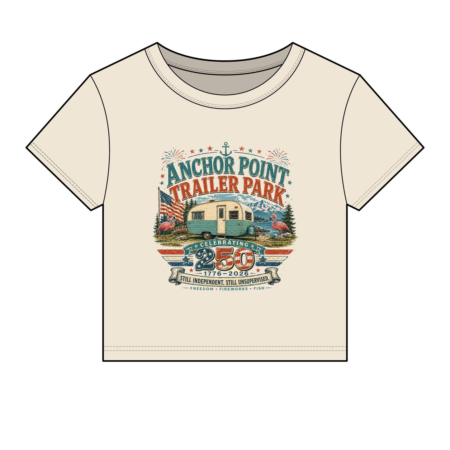 Retro Trailer Park Crop Tee – "Anchor Point Trailer Park" Graphic Women's Baby Tee