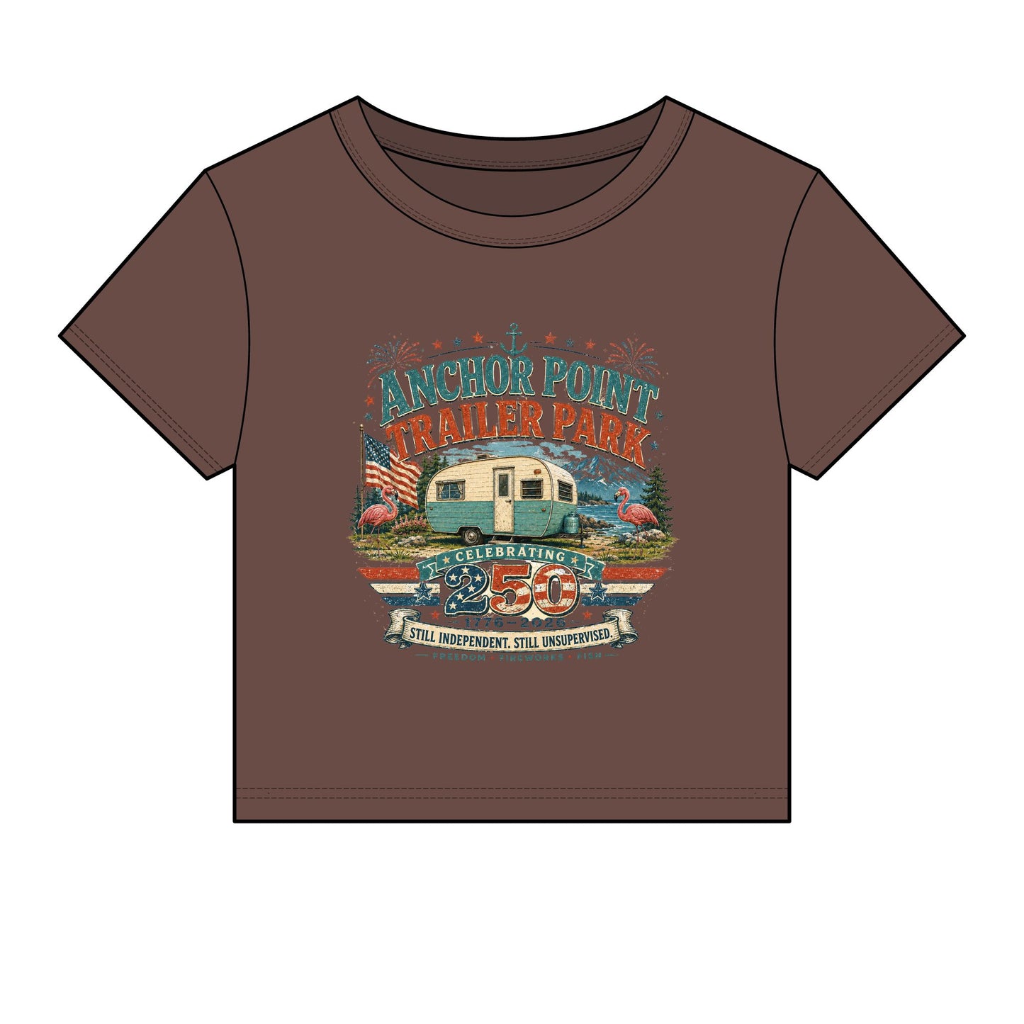Retro Trailer Park Crop Tee – "Anchor Point Trailer Park" Graphic Women's Baby Tee