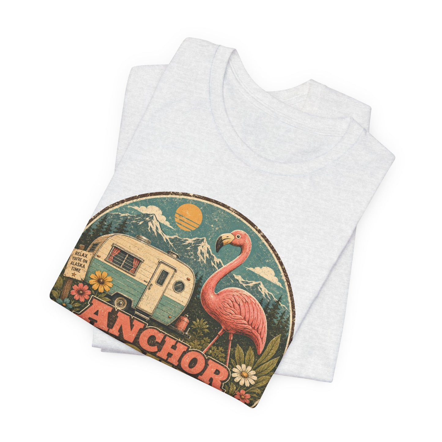 Anchor Point Trailer Park T-Shirt – Retro Flamingo Camper Vintage Camp Tee