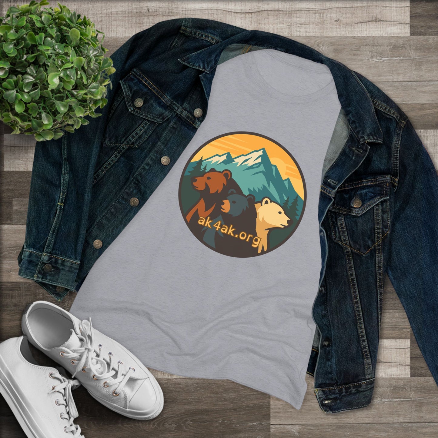 Women's Triblend Tee — Vintage Mountain Bears Graphic (AK4AK)