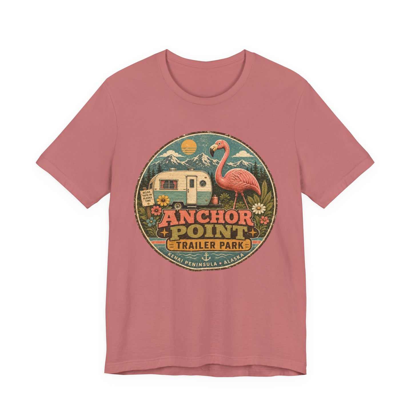 Anchor Point Trailer Park T-Shirt – Retro Flamingo Camper Vintage Camp Tee