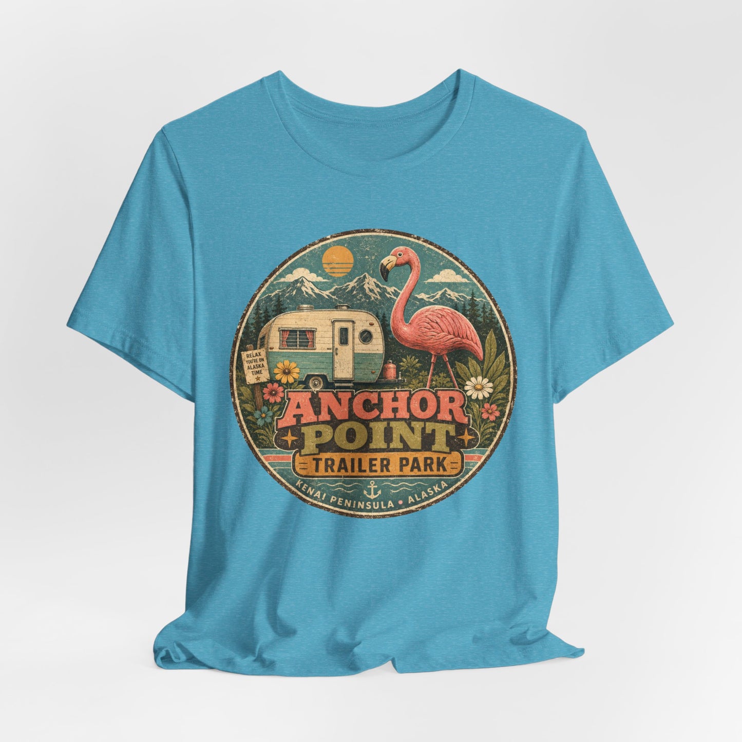 Anchor Point Trailer Park T-Shirt – Retro Flamingo Camper Vintage Camp Tee