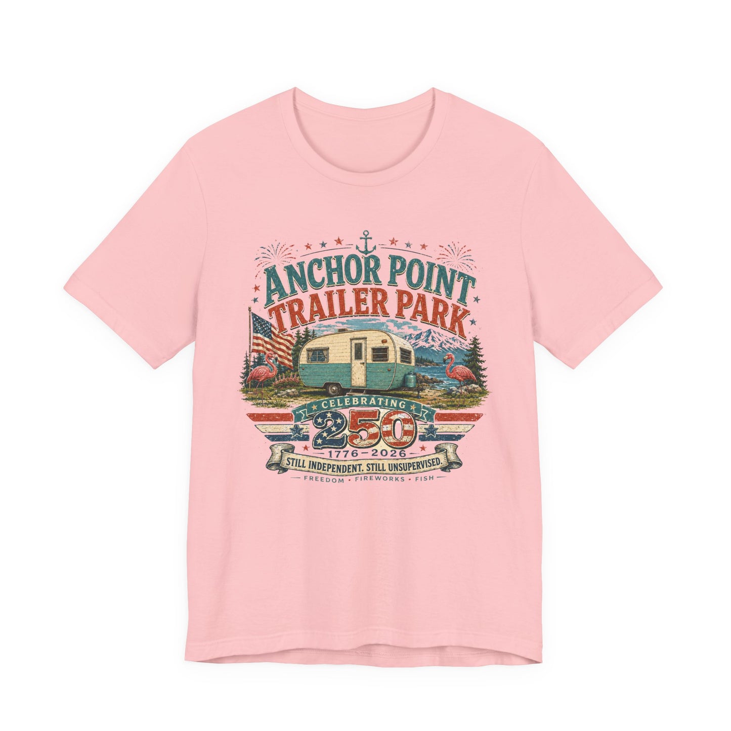 Trailer Park Reunion T‑Shirt — 'Anchor Point Trailer Park' Vintage Camper 250th Anniversary Tee