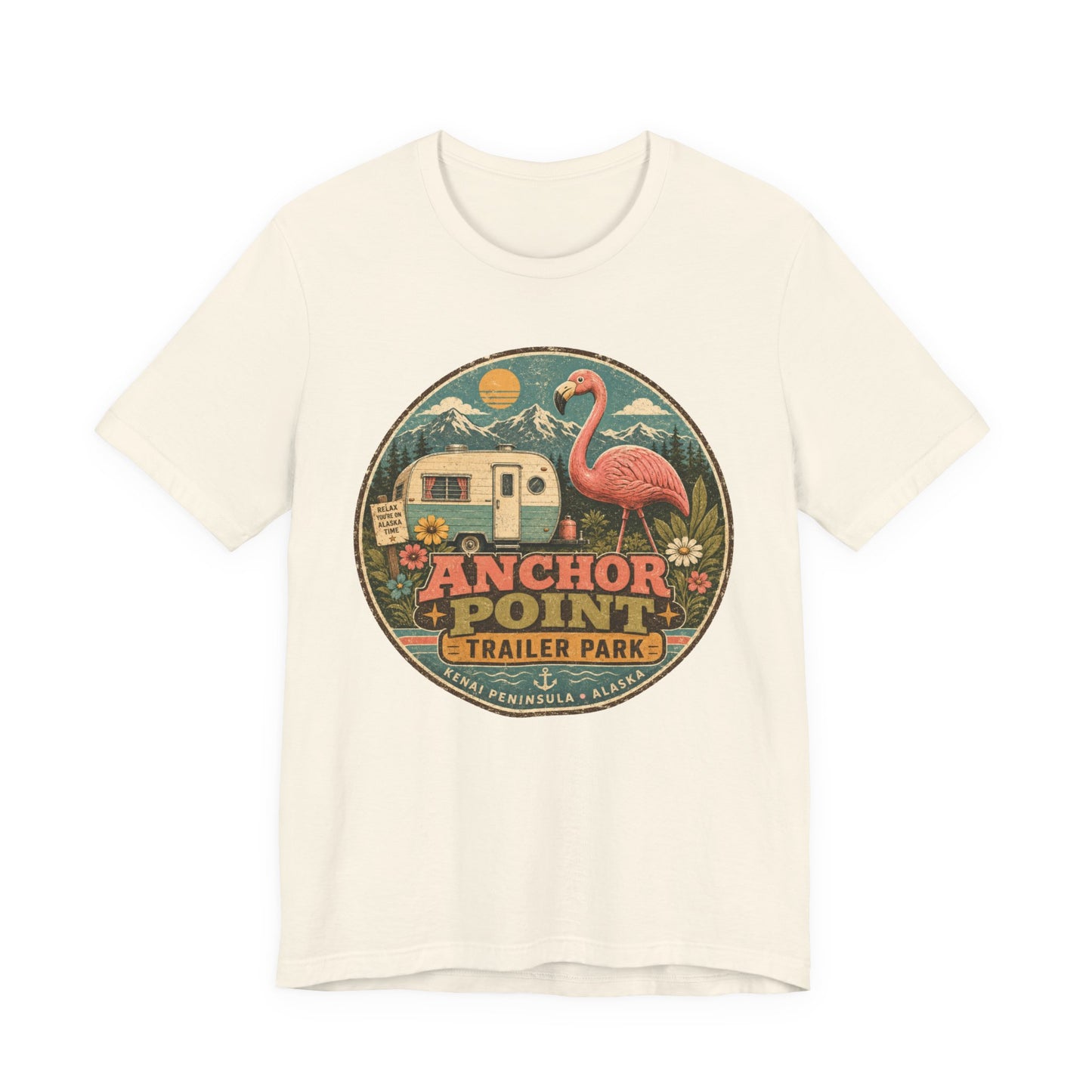 Anchor Point Trailer Park T-Shirt – Retro Flamingo Camper Vintage Camp Tee