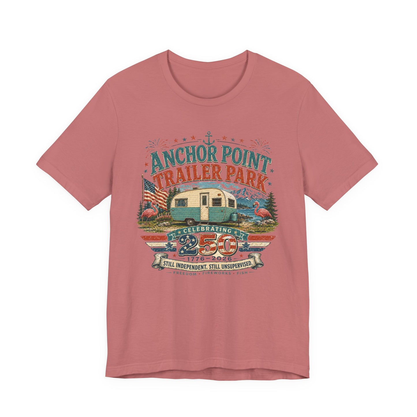 Trailer Park Reunion T‑Shirt — 'Anchor Point Trailer Park' Vintage Camper 250th Anniversary Tee