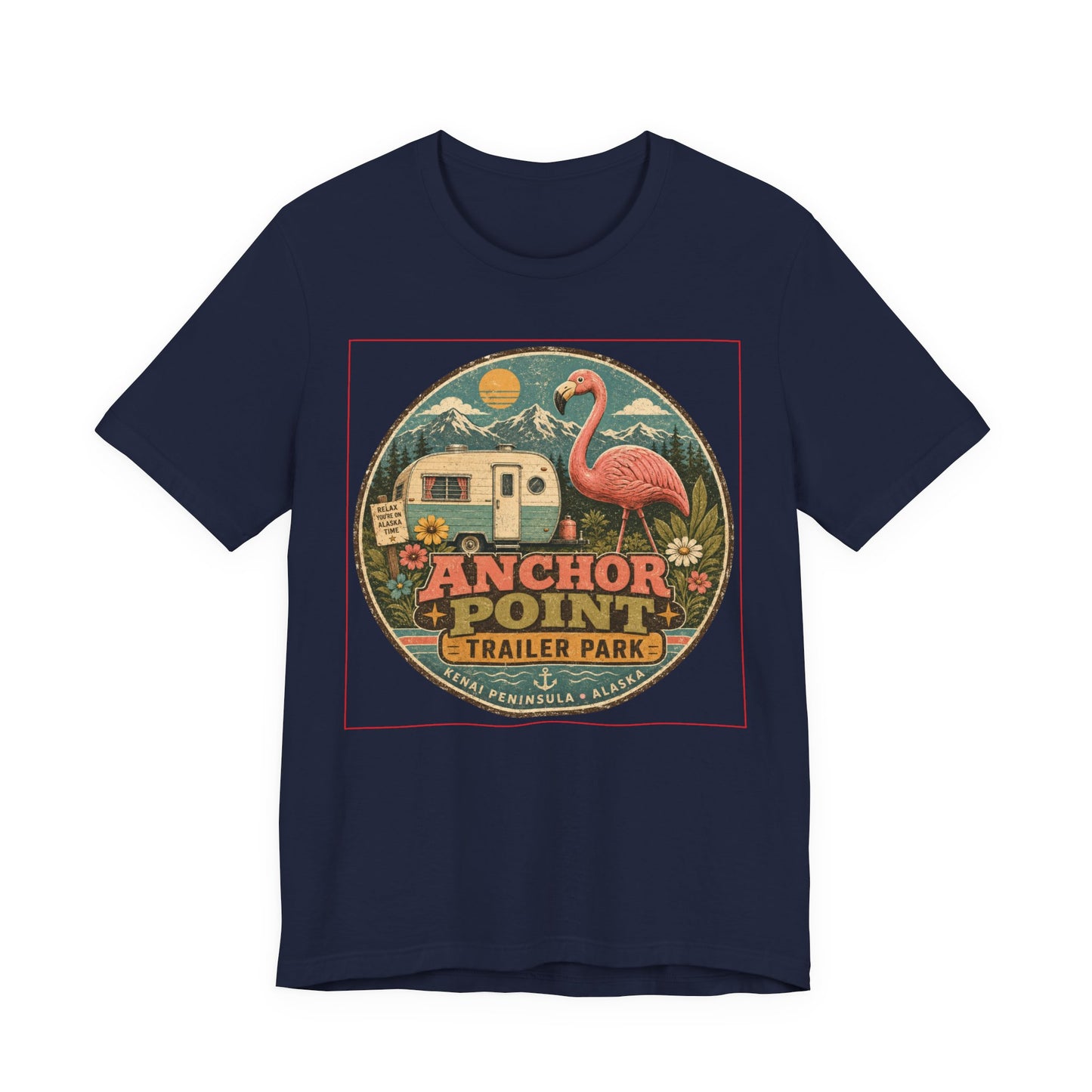 Anchor Point Trailer Park T-Shirt – Retro Flamingo Camper Vintage Camp Tee