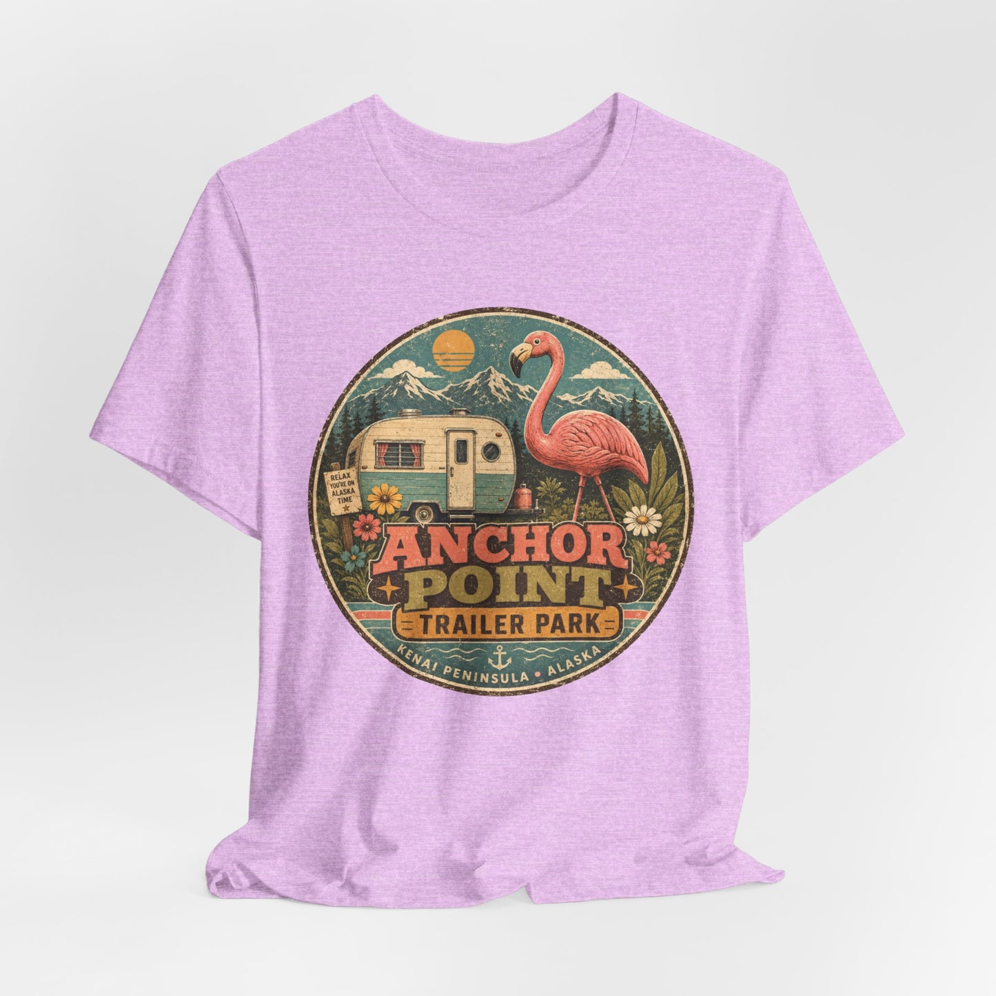 Anchor Point Trailer Park T-Shirt – Retro Flamingo Camper Vintage Camp Tee