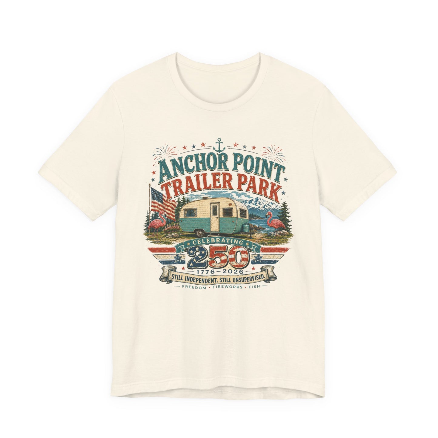 Trailer Park Reunion T‑Shirt — 'Anchor Point Trailer Park' Vintage Camper 250th Anniversary Tee
