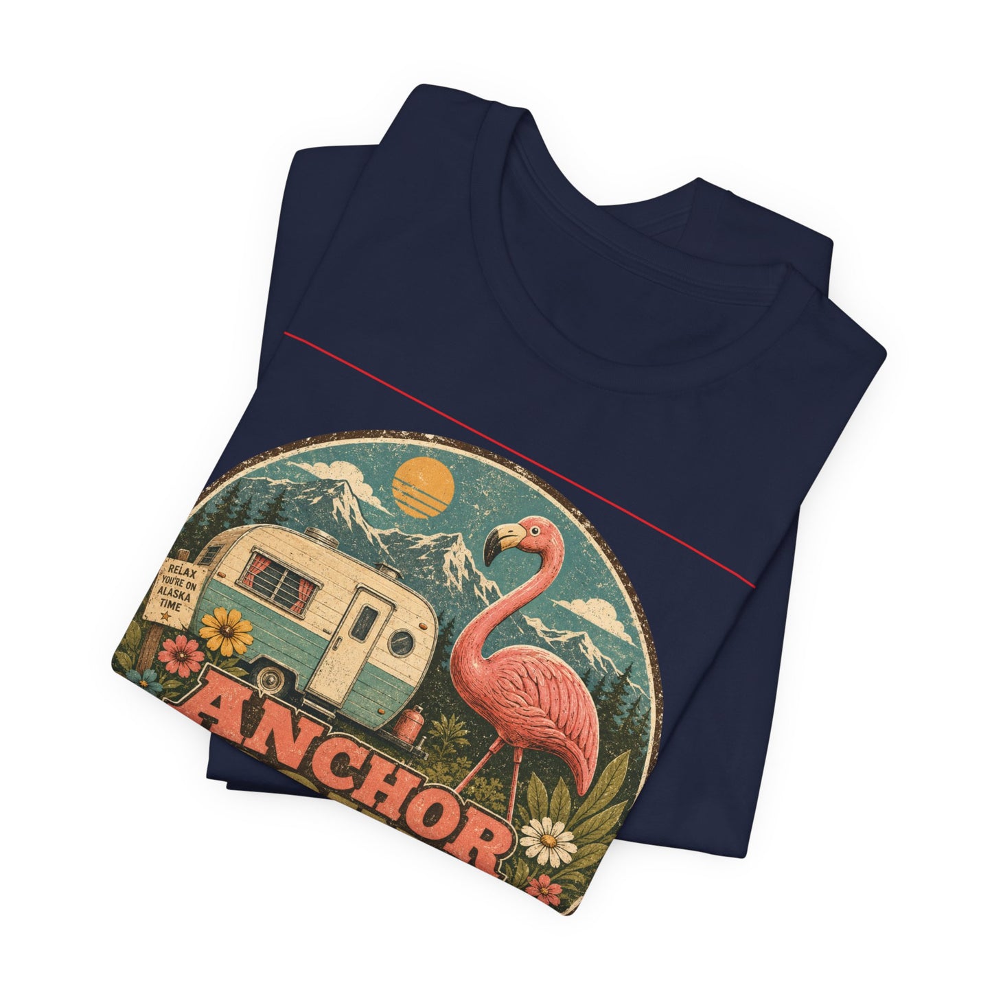 Anchor Point Trailer Park T-Shirt – Retro Flamingo Camper Vintage Camp Tee