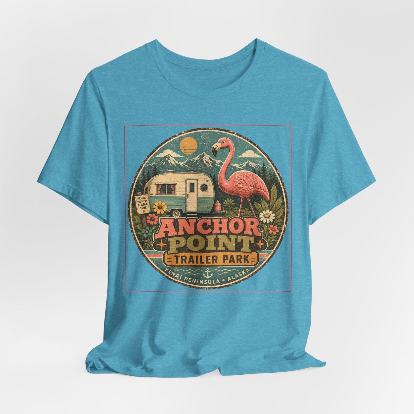 Anchor Point Trailer Park T-Shirt – Retro Flamingo Camper Vintage Camp Tee
