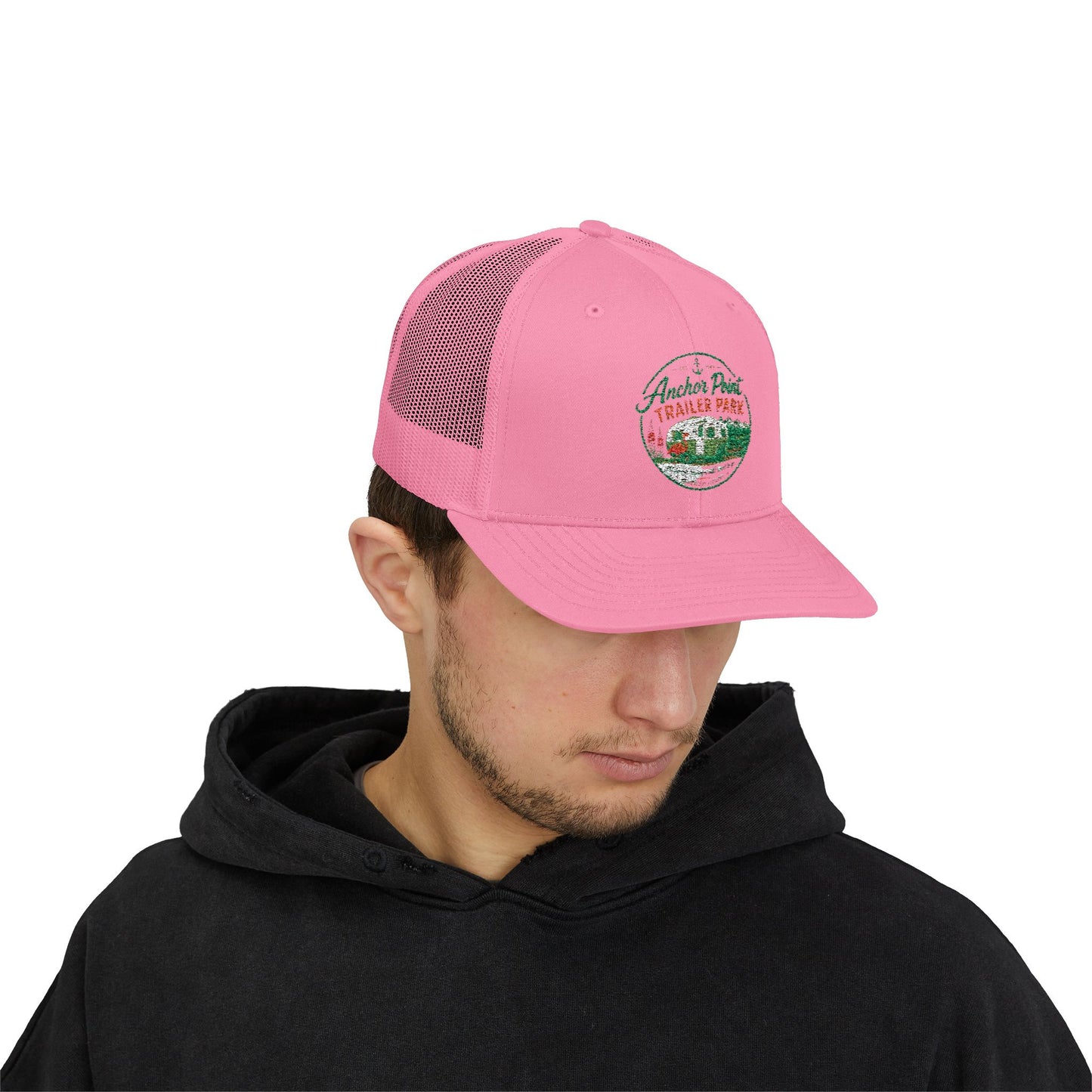 Trailer Park Snapback Trucker Cap — Anchor Point Vintage RV Patch Hat