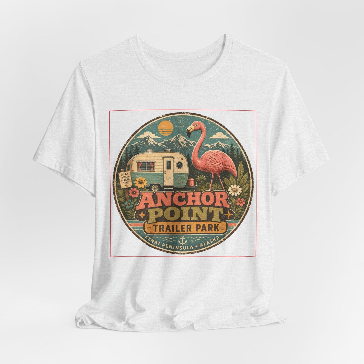 Anchor Point Trailer Park T-Shirt – Retro Flamingo Camper Vintage Camp Tee