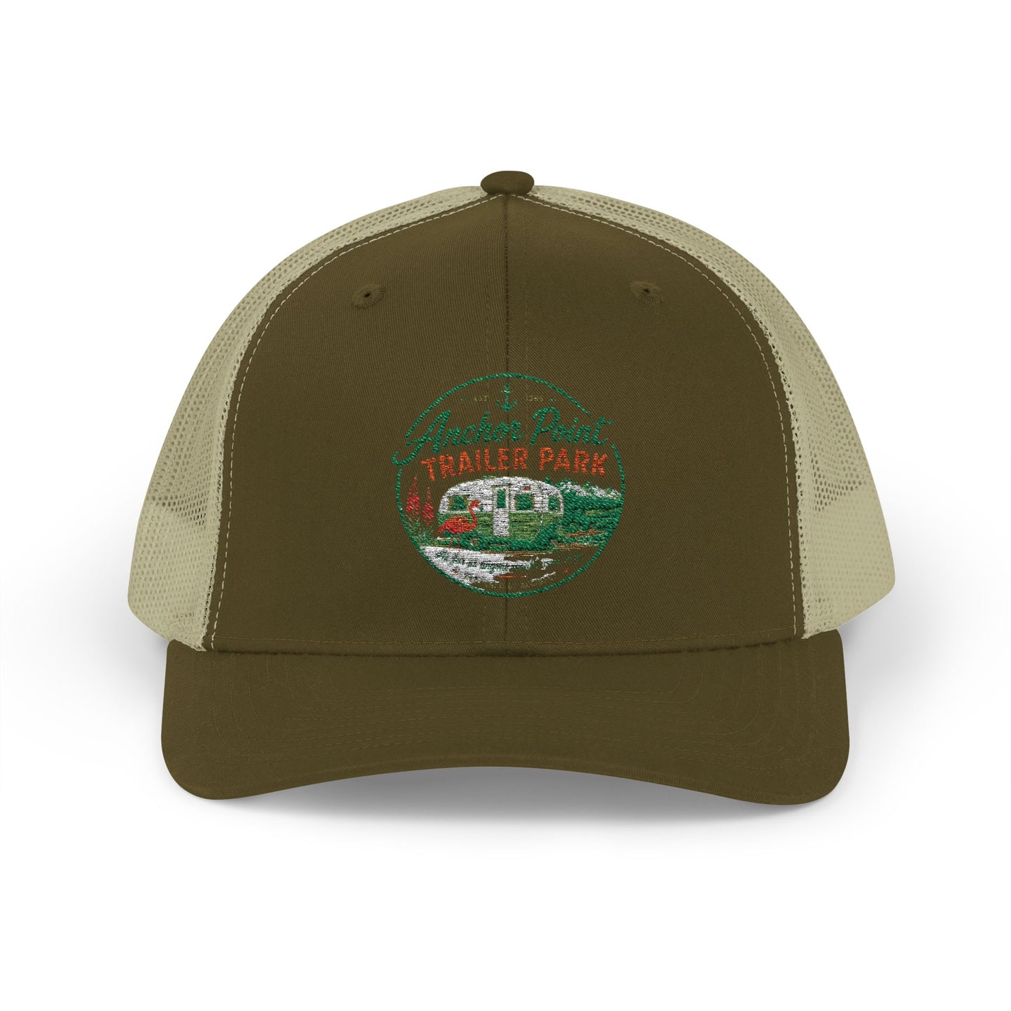 Trailer Park Snapback Trucker Cap — Anchor Point Vintage RV Patch Hat