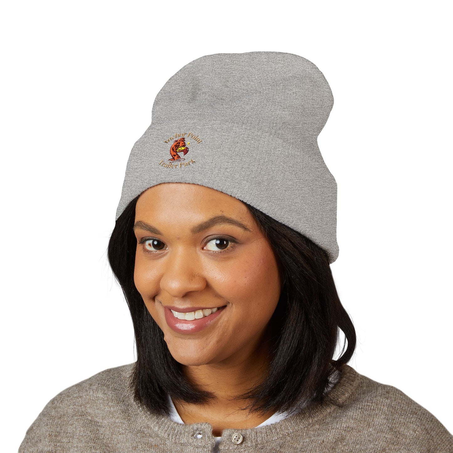 Embroidered Flamingo Logo Cuffed Beanie