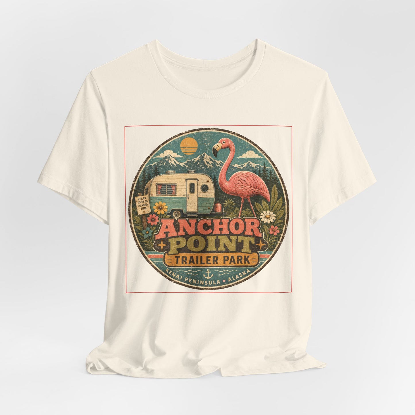 Anchor Point Trailer Park T-Shirt – Retro Flamingo Camper Vintage Camp Tee