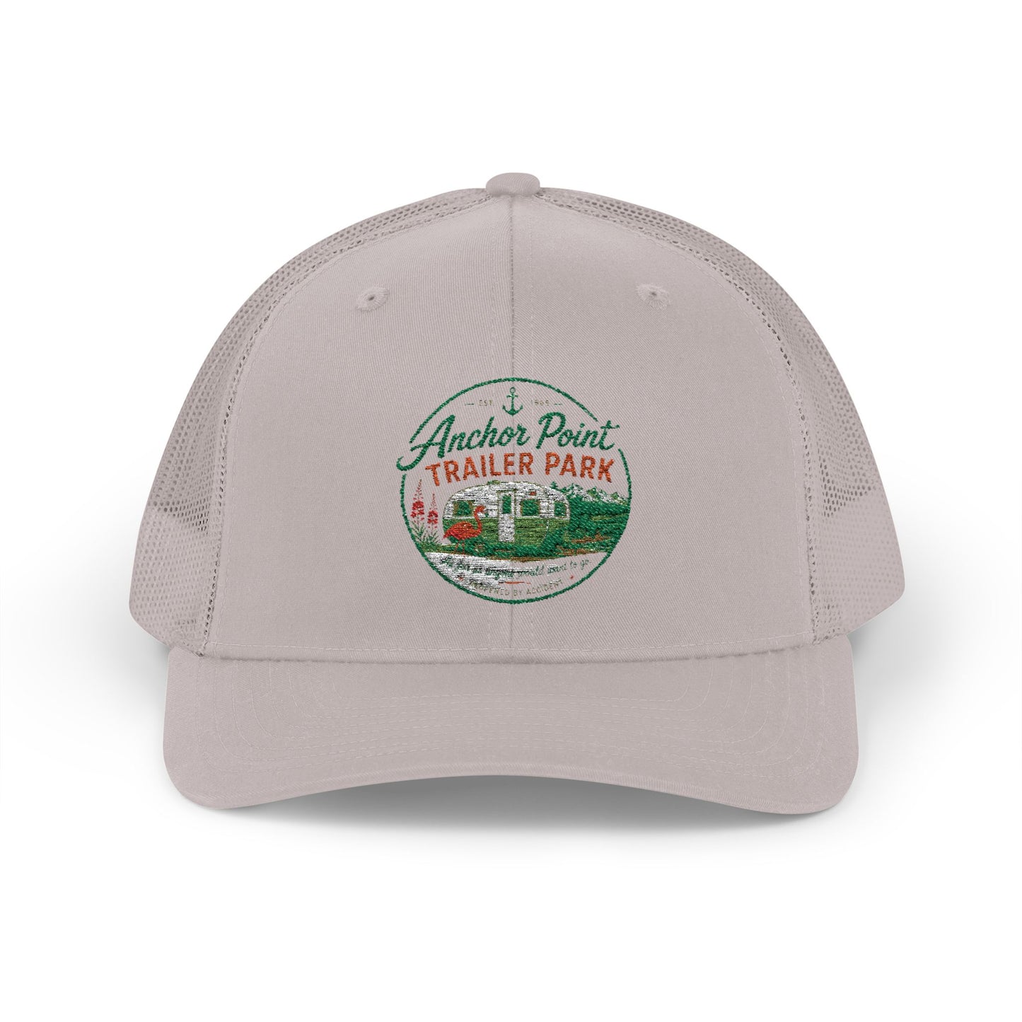 Trailer Park Snapback Trucker Cap — Anchor Point Vintage RV Patch Hat